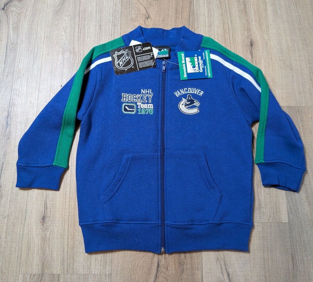 NWT Vintage NHL Vancouver Canucks Waves Kids Size 6X Jacket Full Zip Fleece
